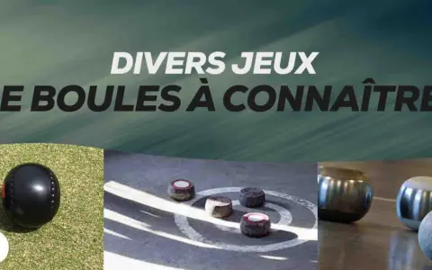 Différents jeux de boules : boules de lawn bowls, boules de pétanque et boules de jeu de quilles.