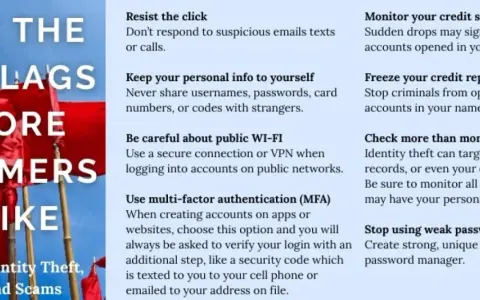 Red flags warn of scams. Learn to spot them to prevent identity theft and fraud.