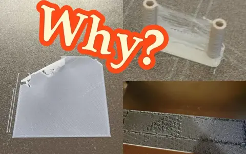 Problemy z drukiem 3D: dlaczego PETG vs PLA sprawia kłopoty? Widoczne nieudane wydruki i nitkowanie.
