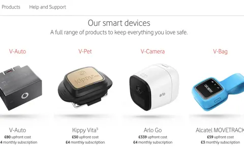Explore new IoT devices: V-Auto for cars, Kippy Vita for pets, Arlo Go camera, and Alcatel MOVETRACK for tracking.