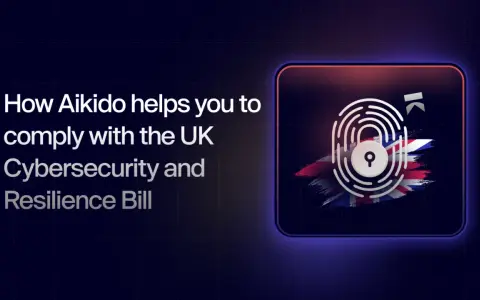 Aikido helps with UK cybersecurity compliance. A fingerprint lock over the Union Jack symbolizes secure digital sled cyber security.