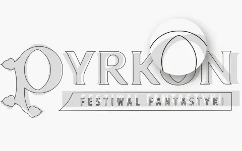Logo Pyrkon - Festiwal Fantastyki. Stylizowane litery tworzą nazwę wydarzenia, a pod nią napis "Festiwal Fantastyki".
