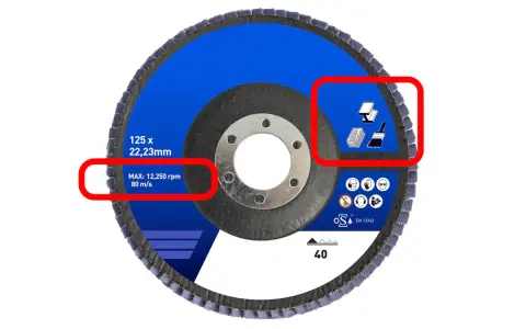 Disco de lija para amoladora, mostrando diferentes tipos de discos para amoladora y sus especificaciones.