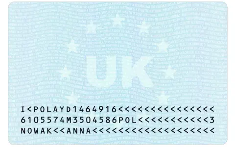 Karta identyfikacyjna z danymi: POLAYD1464916, 6105574M3504586POL, NOWAK, ANNA. To jest przykład eea national id card co to.