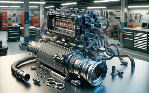 Nowoczesny silnik z widocznymi elementami, jakby przygotowany do diagnozy DTC P0420 Ford.