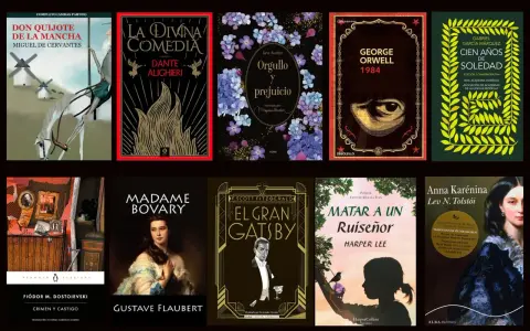 Selección de los mejores relatos cortos: "Don Quijote", "La Divina Comedia", "Orgullo y Prejuicio", "1984", "Cien Años de Soledad", "Crimen y Castigo", "Madame Bovary", "El Gran Gatsby", "Matar a un Ruiseñor" y "Anna Karénina".