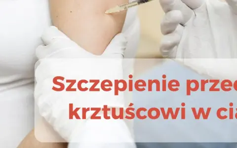 Rękawiczki medyczne zakładane do podania szczepienia przeciw krztuścowi w ciąży.