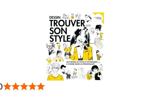 Couverture du livre "Dessin : trouver son style", illustrée de divers personnages et styles de dessin.