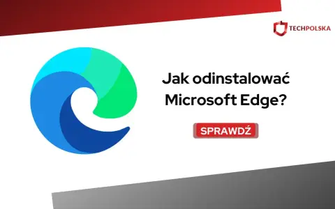 Jak odinstalować Microsoft Edge? Logo przeglądarki i przycisk "Sprawdź" na białym tle.