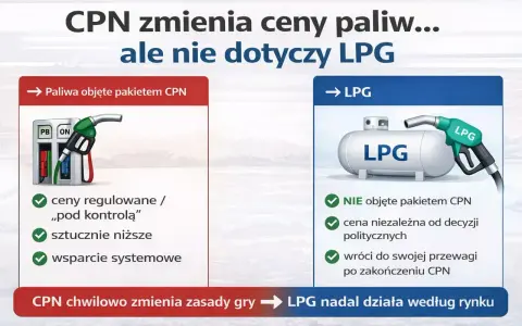 CPN zmienia ceny paliw, ale nie dotyczy to LPG. Cena gazu pozostaje rynkowa, niezależna od polityki.