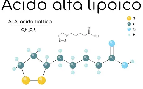 Acido alfa lipoico (ALA) a cosa serve? Struttura chimica e formula C8H14O2S2. Utile antiossidante.