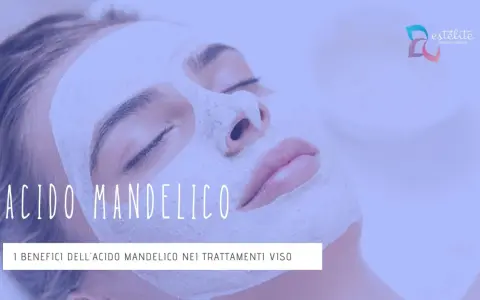 Donna con maschera viso all'acido mandelico. Scopri i benefici e i risultati per la tua pelle.