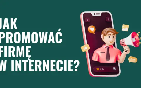 Grafika przedstawia postać z megafonem, symbolizującą skuteczne **marketing dla firm** w internecie.