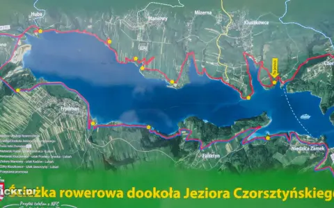 Mapa z trasą rowerową wokół Jeziora Czorsztyńskiego. Velo Czorsztyn to idealna trasa dla miłośników aktywnego wypoczynku.