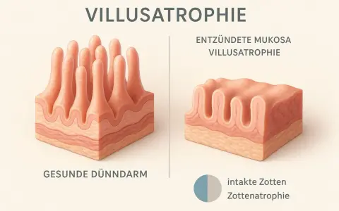 Confronto tra villi intestinali sani e atrofizzati, tipici della celiachia. La celiachia danneggia i villi, riducendone l'assorbimento.