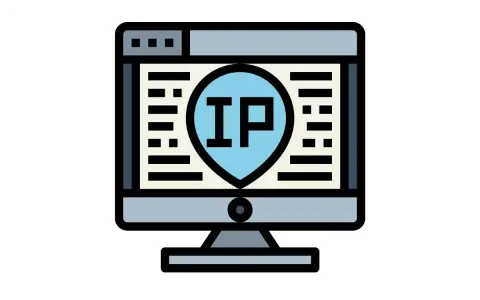Monitor z ikoną IP w kształcie tarczy, symbolizujący dynamiczne IP.
