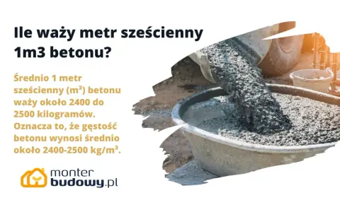 Ile waży m3 betonu? Średnio 1 metr sześcienny betonu waży 2400-2500 kg. Gęstość betonu to ok. 2400-2500 kg/m³.