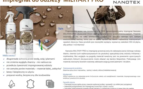 Impregnacja nubuku i skóry MILITARY PRO od Nanotex chroni przed wodą i brudem, zachowując oddychalność materiału.