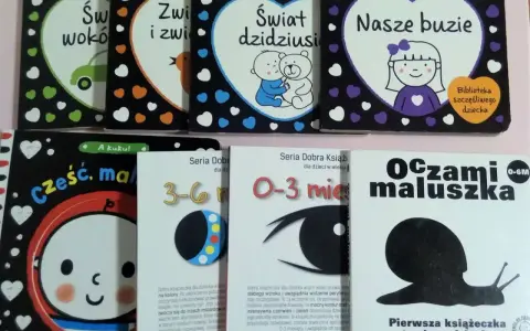 Książeczki kontrastowe dla niemowląt, jak widzi 2 miesięczne dziecko: świat wokół, zwierzęta, buzie, oczy maluszka.