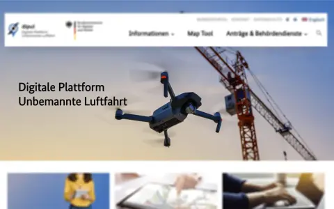 Drohne über Baustelle, digitale Plattform für Drohnen-Maps.