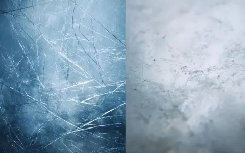Close-up of a scratched surface, showing fine lines and cracks. This texture might make you wonder, does plexiglass shatter?
