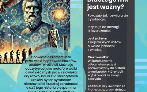 Mit o Prometeuszu ciąg dalszy: historia inspirująca do odwagi, walki o wolność myśli i rozwoju nauki.