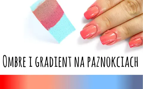 Piękne ombre na paznokciach w odcieniach koralu i różu, uzyskane za pomocą gąbeczki.