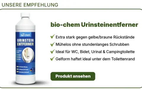 bio-chem Urinsteinentferner: kraftvoll gegen gelbe Rückstände, ideal für die Toilette. Entfernt Urinstein unter Wasser mühelos.
