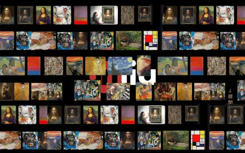 Mosaïque d'œuvres d'art célèbres, dont la Joconde et Le Cri. Le prix d'une toile de peinture de cette qualité est inestimable.