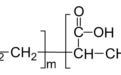 Struktura chemiczna kopolimeru z grupami etylenowymi i karboksylowymi.