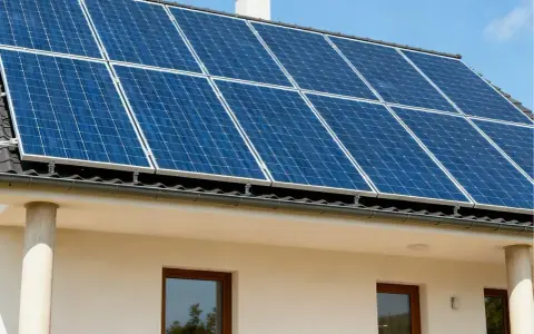 Panele fotowoltaiczne na dachu domu, zapewniające czystą energię. To przyszłość, czyli fotowoltaika hybrydowa.
