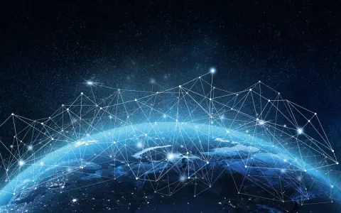 A glowing network of lines and dots overlays the Earth, symbolizing global connectivity and mobile network optimization.