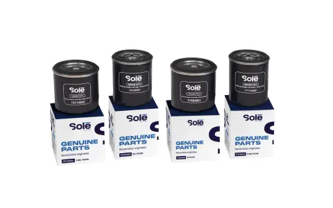 Quatre filtres à gasoil Sole Advance, présentés sur leurs boîtes respectives. Un tableau correspondance filtre à gasoil pour trouver la pièce exacte.