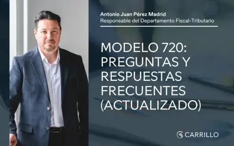 Hombre con traje, responsable fiscal, explica el Modelo 720: preguntas y respuestas frecuentes para los obligados.