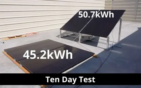 Deux panneaux solaires double face en test, produisant 45.2 kWh et 50.7 kWh.