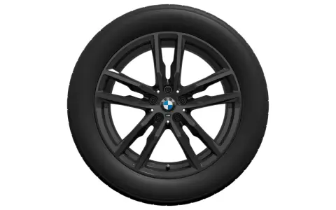 Cerchi BMW 19 M Sport originali, neri, con design a 5 razze sdoppiate e logo M.