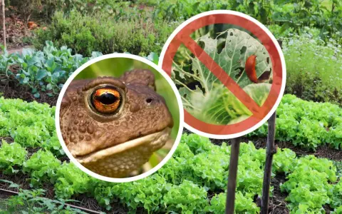 Żaba czuwa nad ogrodem, chroniąc sałatę przed ślimakami. Pamiętajmy o ogrodach i ich naturalnych obrońcach!