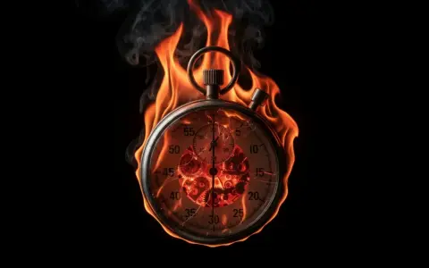Ein brennender Stoppuhr mit sichtbaren Zahnrädern symbolisiert den dringenden **recht auf ausdruck zeiterfassung**.