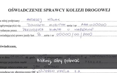 Kolizja bez Policji? Napisz oświadczenie i uzyskaj odszkodowanie!