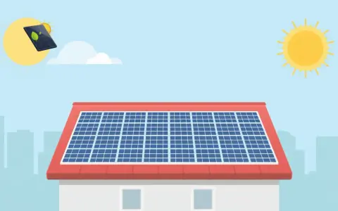 Dach z panelami fotowoltaicznymi, symbolizujący rozwój zielonej energii w Polsce. Słońce świeci, napędzając ekologiczne rozwiązania.
