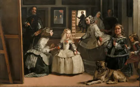 Comentario de Las Meninas: Velázquez pinta a la infanta Margarita y su corte, un perro y a sí mismo.