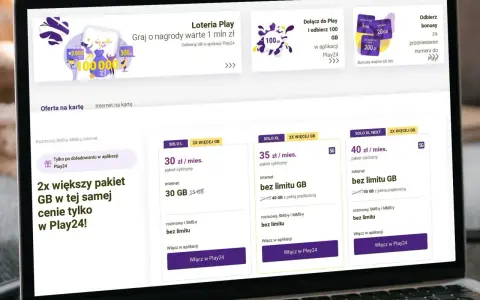 Play oferuje atrakcyjny play pakiet s z 2x większą ilością GB w tej samej cenie, tylko w aplikacji Play24!