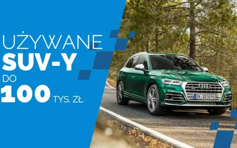 Zielony SUV na drodze w lesie. Używane SUV-y do 100 tys. zł.