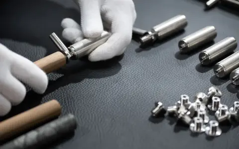Mains gantées assemblant une ferrure de meuble. Des pièces métalliques et des vis sont disposées autour, suggérant comment enlever des ferrures sur un meuble.