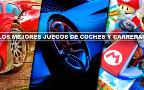Los mejores juegos de coches PC: coches de carreras rojos y azules, y Mario Kart.