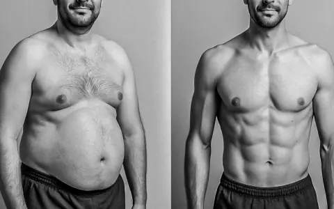 Avant/après : un homme avant et après avoir réussi à perdre du ventre rapidement.