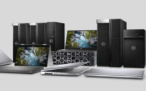 Różnorodne rodzaje obudów komputerowych Dell: laptopy, stacje robocze i serwery.