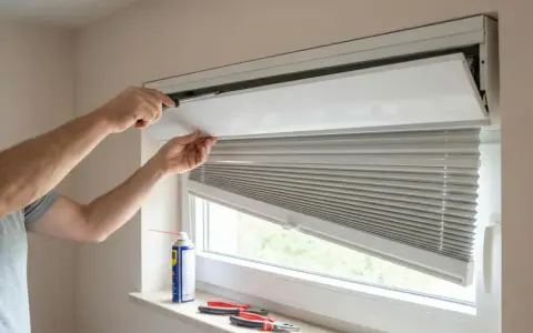 Persona intenta abrir tapa persiana PVC con destornillador. No puedo abrir tapa persiana PVC.