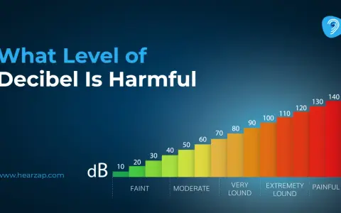 Graphique montrant un exemple de décibel, de faible à douloureux. Les niveaux de décibels nocifs sont indiqués.