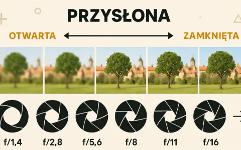 Przykłady wpływu przysłony na głębię ostrości: od rozmytego tła przy f/1,4 do ostrego przy f/16.